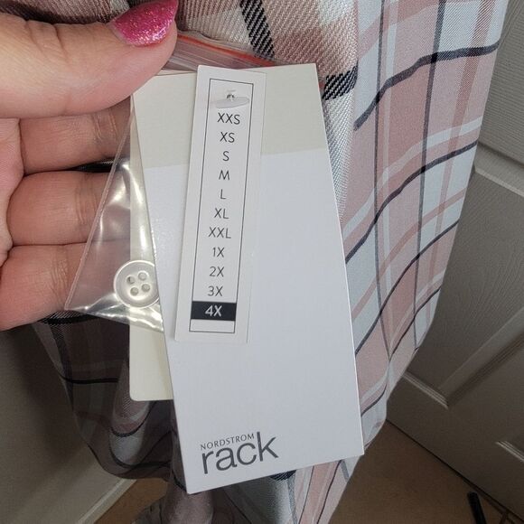 Nordstrom Rack Nwt Amy Pink Adobe plaid blouse top 4x - Picture 5 of 7